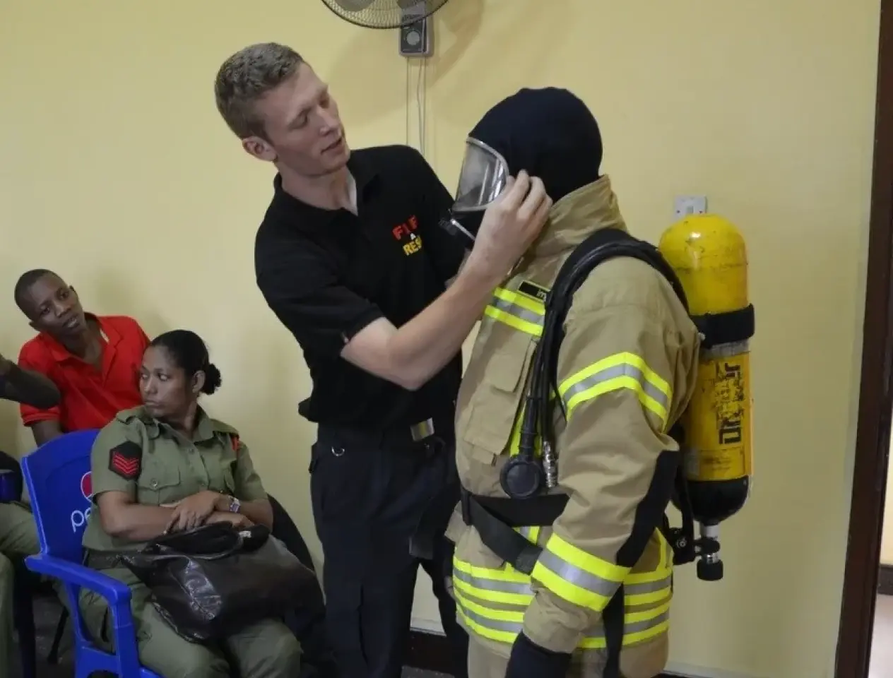 Fire brigade training in Tanzania
